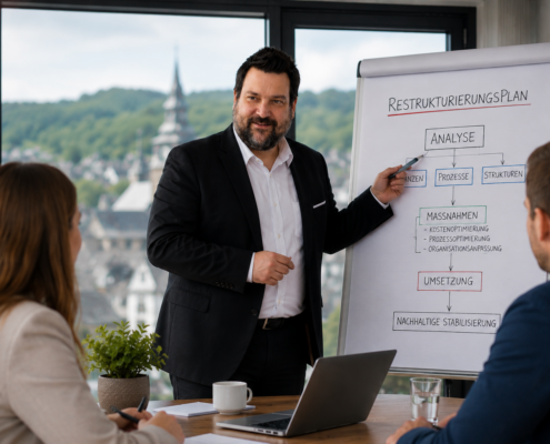 Beratungssituation mit Flipchart